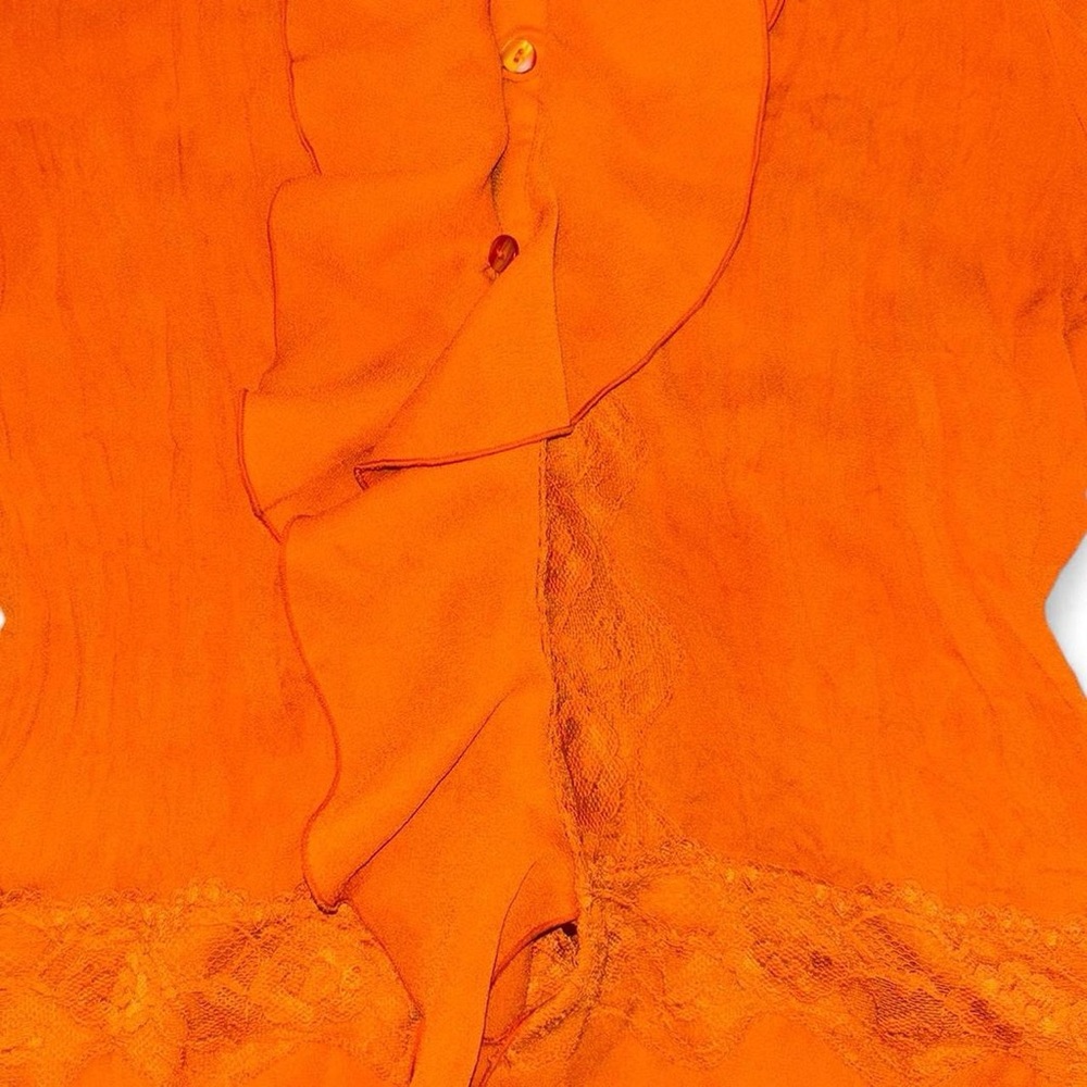 Orange Ruffled Women's Top - Picture 5 of 7
